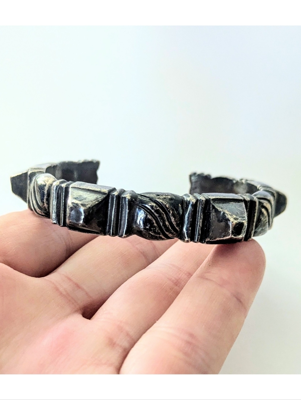 Estate Early WILLIAM SPRATLING Sterling Silver "Pyramid" Cuff Bracelet 65.76 Gr